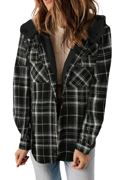 Orange Snap Button Sherpa Lined Hooded Flanne