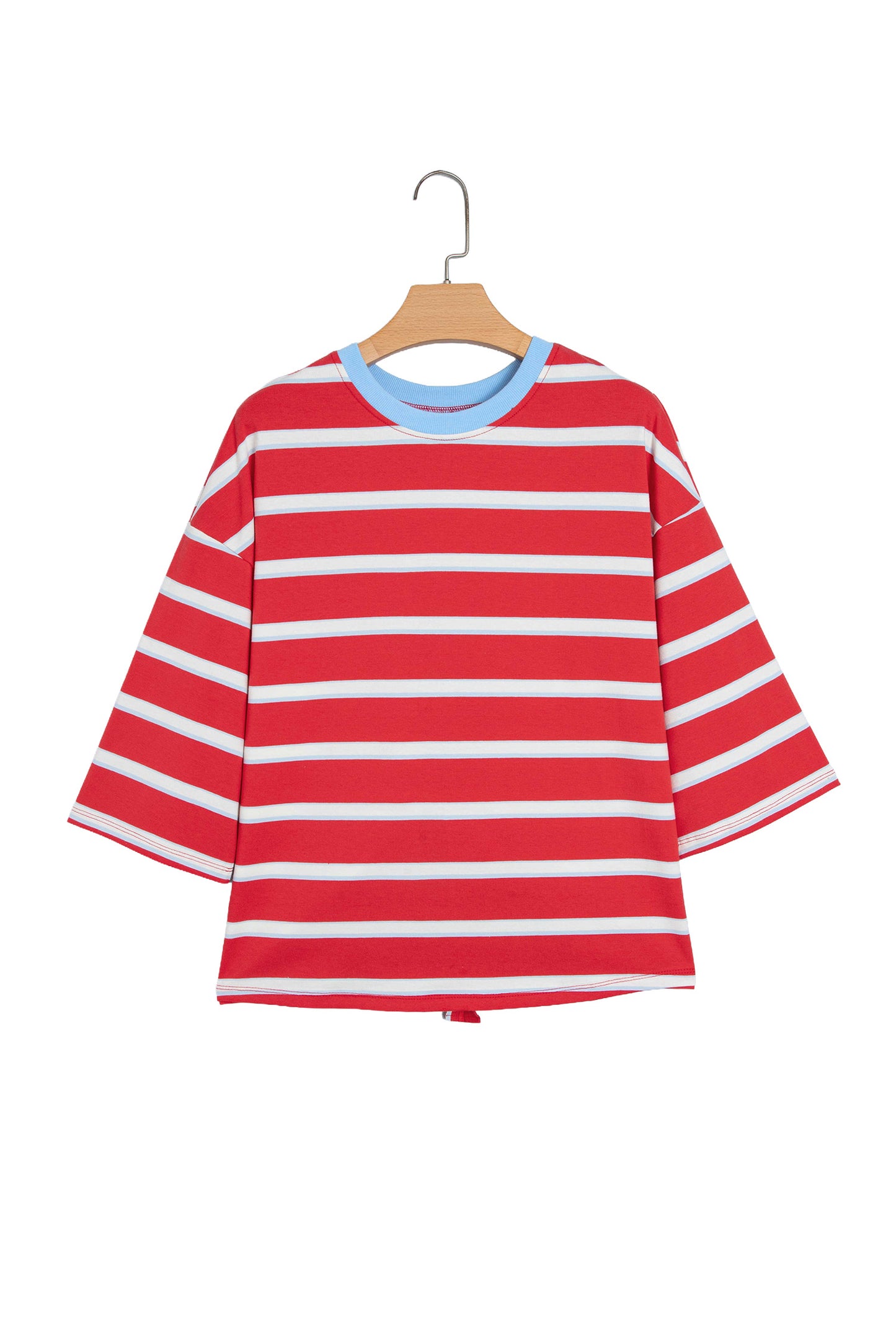 Racing Red Striped Hollowed Back T-shirt