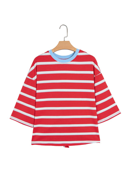 Racing Red Striped Hollowed Back T-shirt
