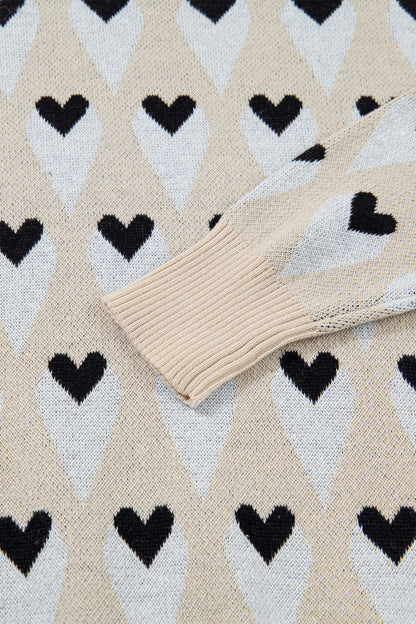 Geometric Heart Print Sweater