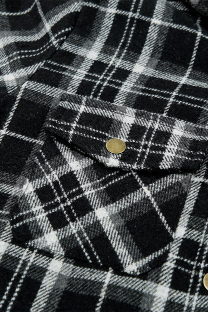 Orange Snap Button Sherpa Lined Hooded Flanne