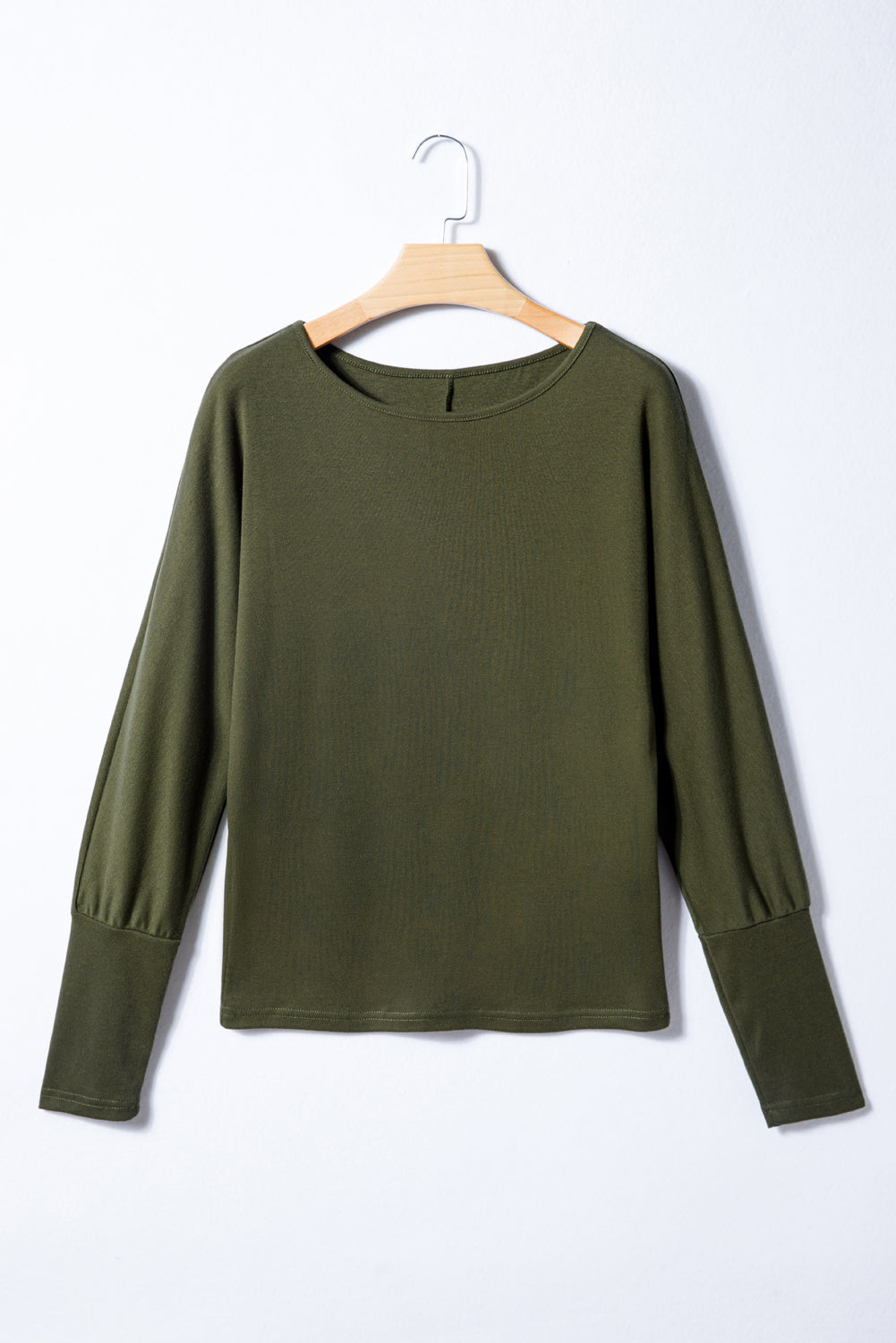 Solid Color Extended Cuffs Long Sleeve Top