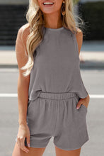 Load image into Gallery viewer, Erin-Medium Grey Corded Sleeveless Top and Pocketed Shorts Set