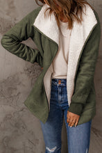 Load image into Gallery viewer, Green Faux Suede Fleece Lined Open Front Jacket