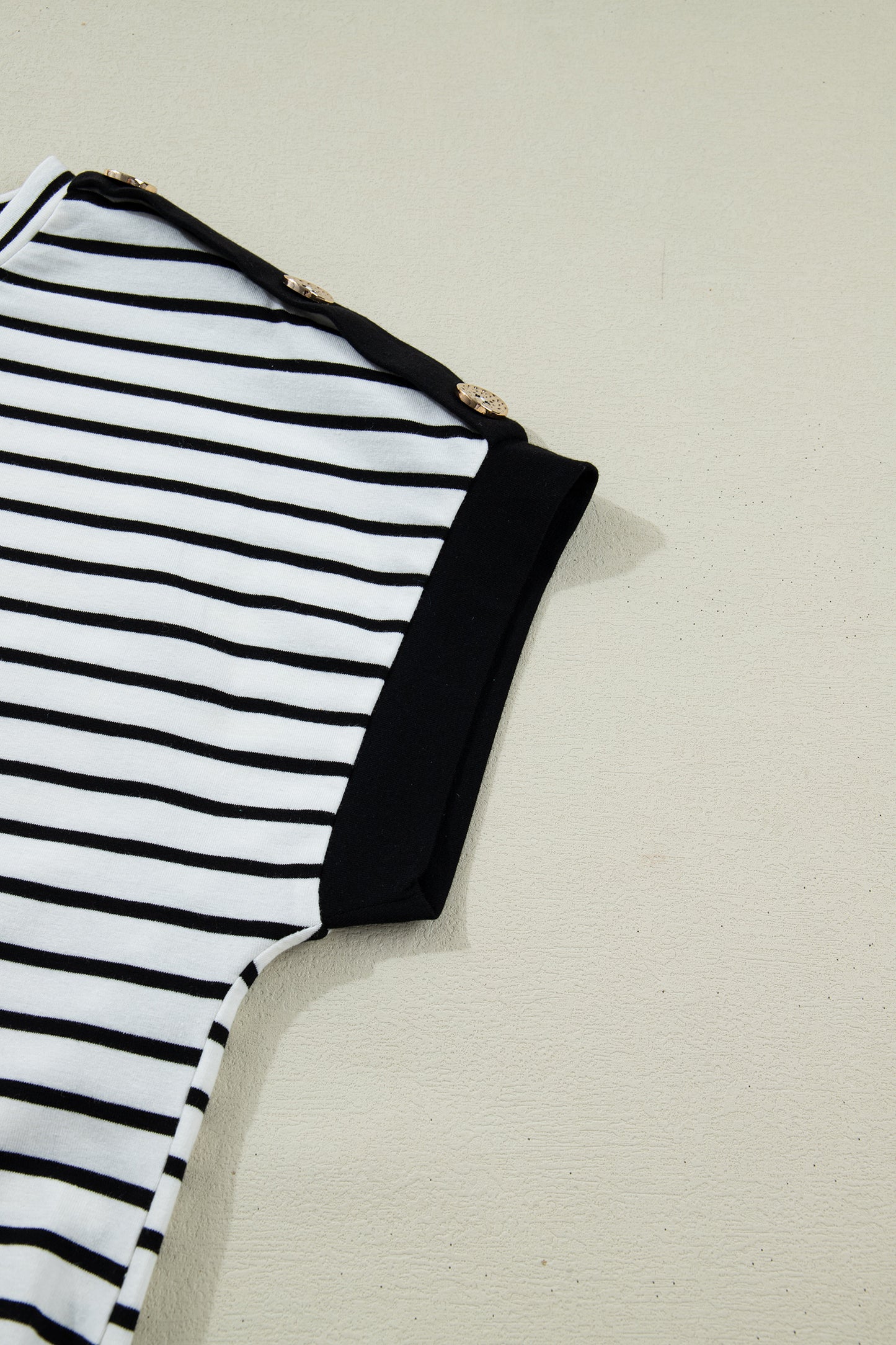 Classic Striped Button Sleeve Tee