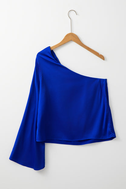 Eden Dark Blue Satin Blouse