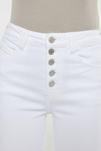 High Rise White Flare Jeans