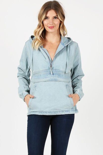 Katie-Ladies Denim Jacket with Hoodies