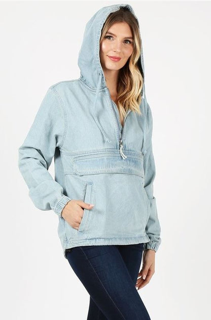 Katie-Ladies Denim Jacket with Hoodies