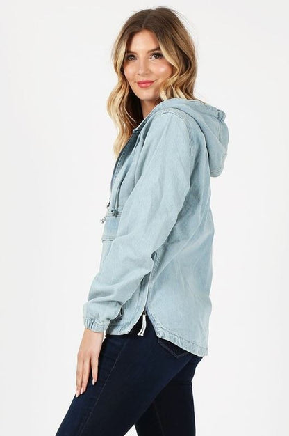 Katie-Ladies Denim Jacket with Hoodies