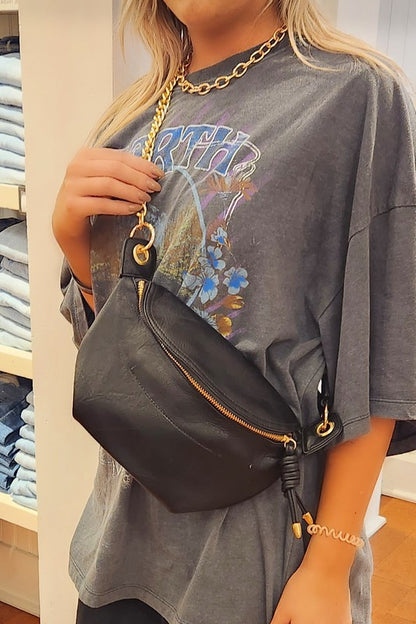 PU Leather Chain Strap Crossbody Bag