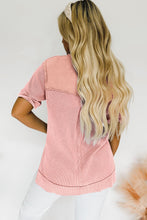 Load image into Gallery viewer, Pink Acid Wash Waffle Knit Top