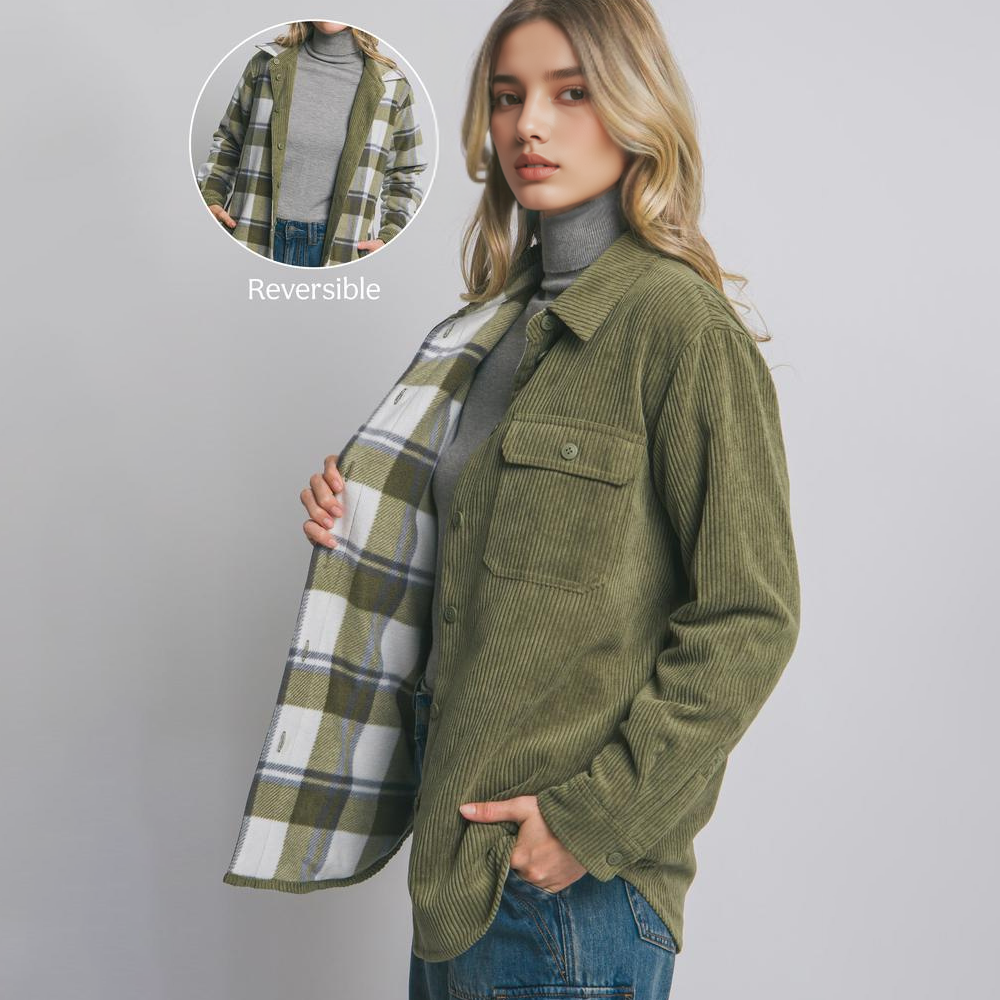 Corduroy Reversible Button Down Jacket