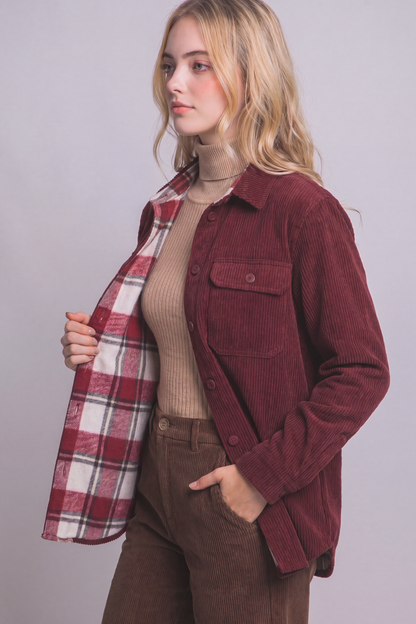 Corduroy Reversible Button Down Jacket