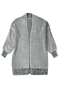 Yellow Knitted Open Front Casual Long Cardigan