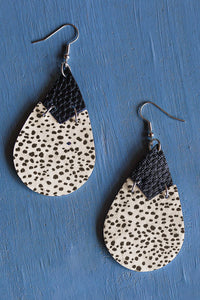 Black Polka Dot Layered Connected Drop Earrings