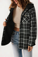 Load image into Gallery viewer, Orange Snap Button Sherpa Lined Hooded Flannel Jacket