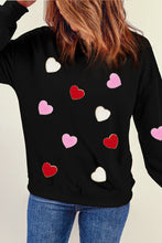 Load image into Gallery viewer, Black Heart Embroidered Crew Neck