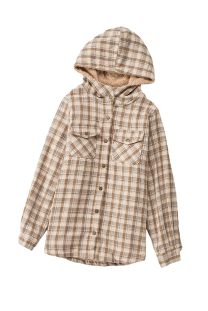 Orange Snap Button Sherpa Lined Hooded Flanne