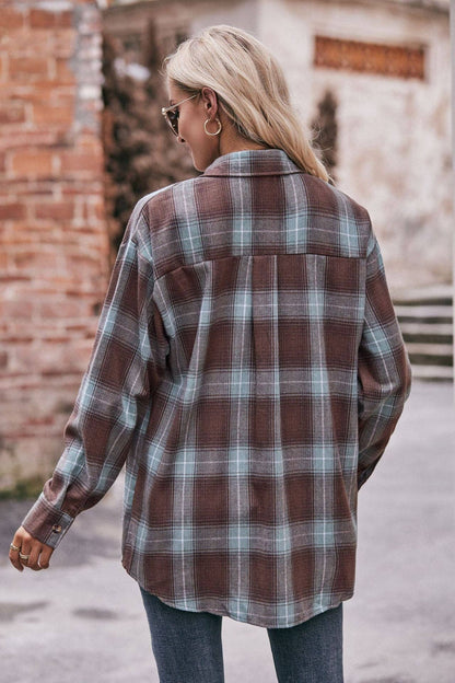 Oversized Plaid Shacket Womens Button Down Shirt Jacket