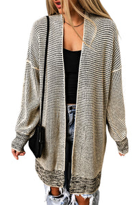 Yellow Knitted Open Front Casual Long Cardigan