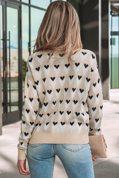 Geometric Heart Print Sweater