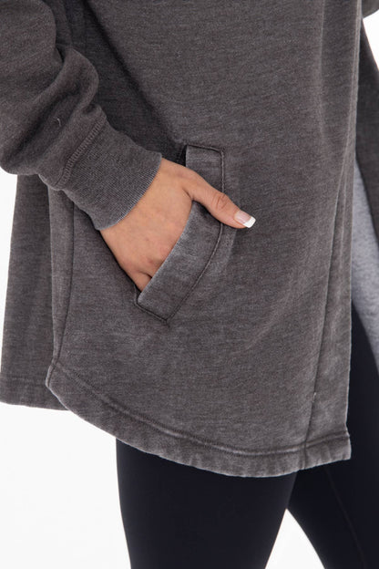Bailey-Mineral Washed Fleece Hooded Cardigan