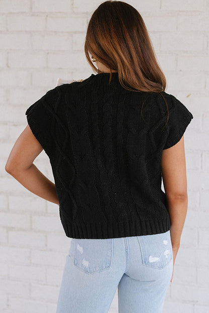 Bailey Black Cable Knit Colorblock Satin Bowknot