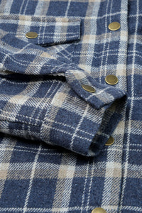 Orange Snap Button Sherpa Lined Hooded Flannel Jacket