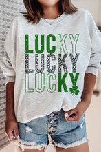 Load image into Gallery viewer, LUCKY ST PATRICKS CLOVER GRAPHIC SWEATSHIRT