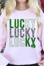Load image into Gallery viewer, LUCKY ST PATRICKS CLOVER GRAPHIC SWEATSHIRT