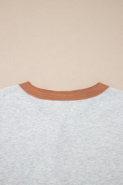 Light Grey Raw Seam Color Block Tee