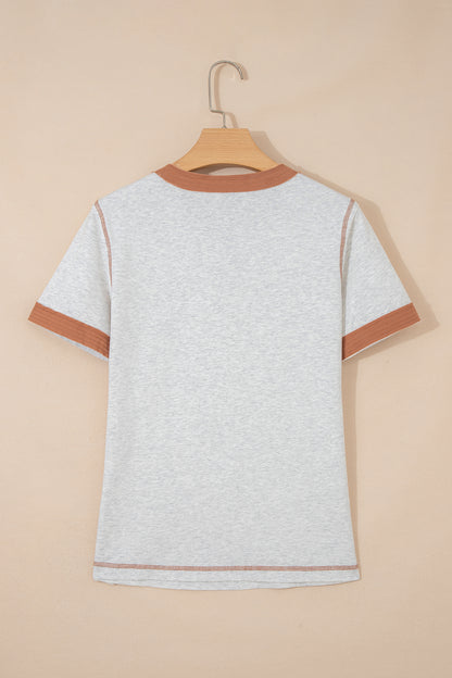 Light Grey Raw Seam Color Block Tee