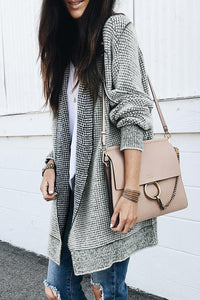 Yellow Knitted Open Front Casual Long Cardigan