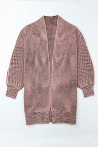 Yellow Knitted Open Front Casual Long Cardigan