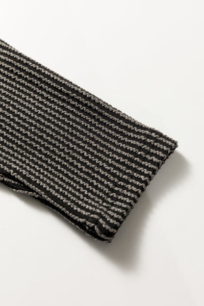 Carbon Grey Twisted Ribbed Long Sleeve Top