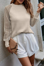 Load image into Gallery viewer, Ribbed Solid Color Striped Mesh Long Sleeve Top