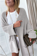 Load image into Gallery viewer, Khaki Batwing Sleeve Pocket Oversized Cable Knit Cardigan