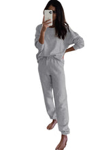Load image into Gallery viewer, Gray Long Sleeve Top and Drawstring Pants Lounge Outfit