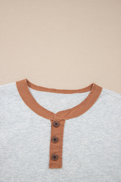 Light Grey Raw Seam Color Block Tee