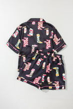 Load image into Gallery viewer, Black Western Boots Printed Short Pajama Set