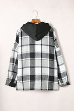 Load image into Gallery viewer, Red Plaid Button Front Hooded Shacket