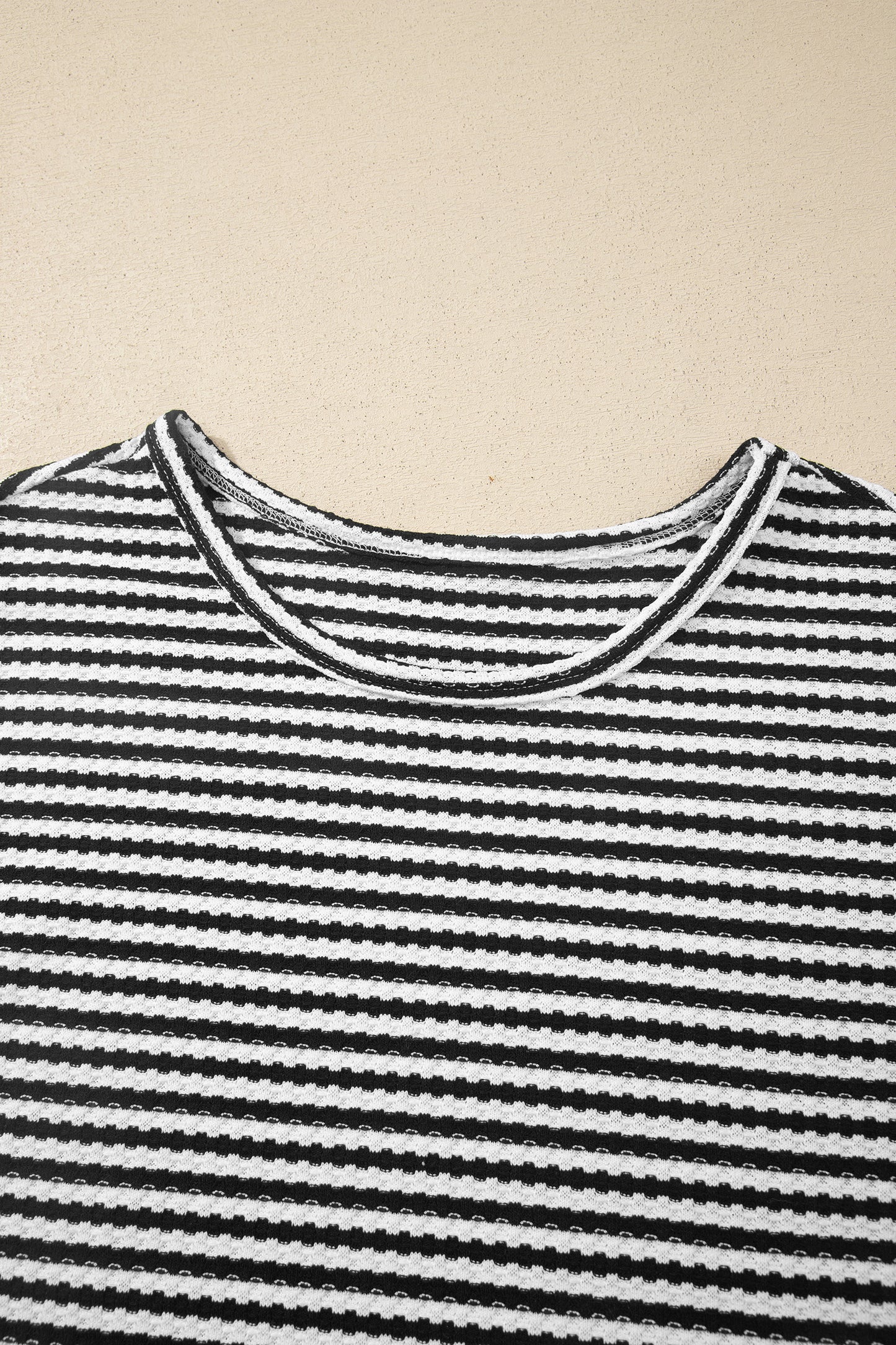 Brown Stripe Knit Short 2pcs Set