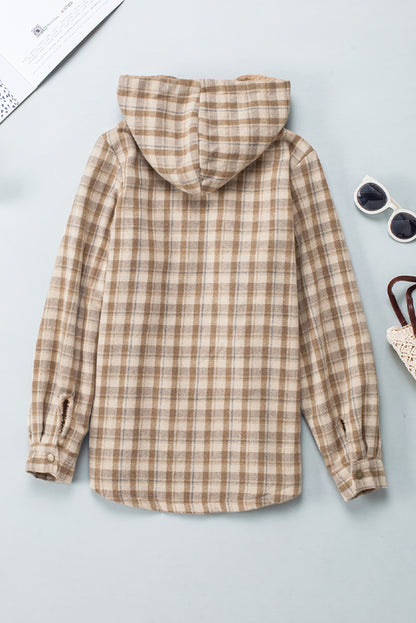 Orange Snap Button Sherpa Lined Hooded Flanne