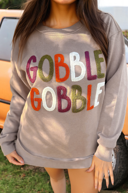 Thanksgiving “Gobble” Chenille Patch Sweatshirt