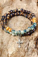 Load image into Gallery viewer, Multicolor Double-Layered Cross Beading Bracelet