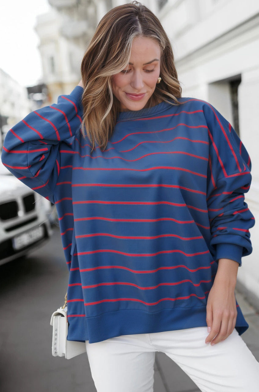Becca Blue Stripe Sweatshirt