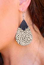 Load image into Gallery viewer, Black Polka Dot Layered Connected Drop Earrings
