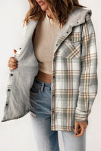 Load image into Gallery viewer, Orange Snap Button Sherpa Lined Hooded Flannel Jacket