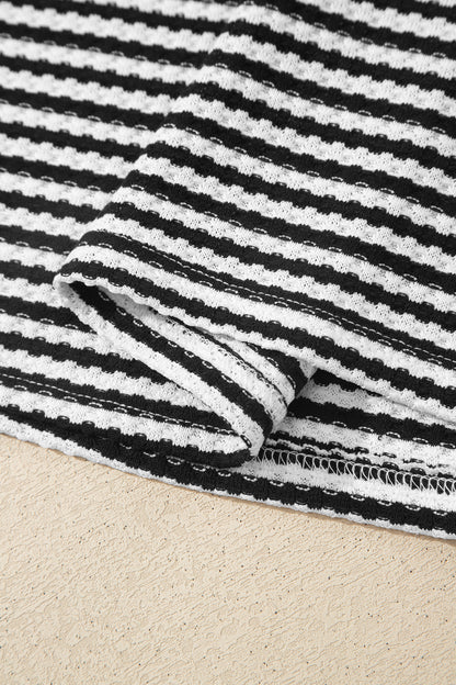 Brown Stripe Knit Short 2pcs Set